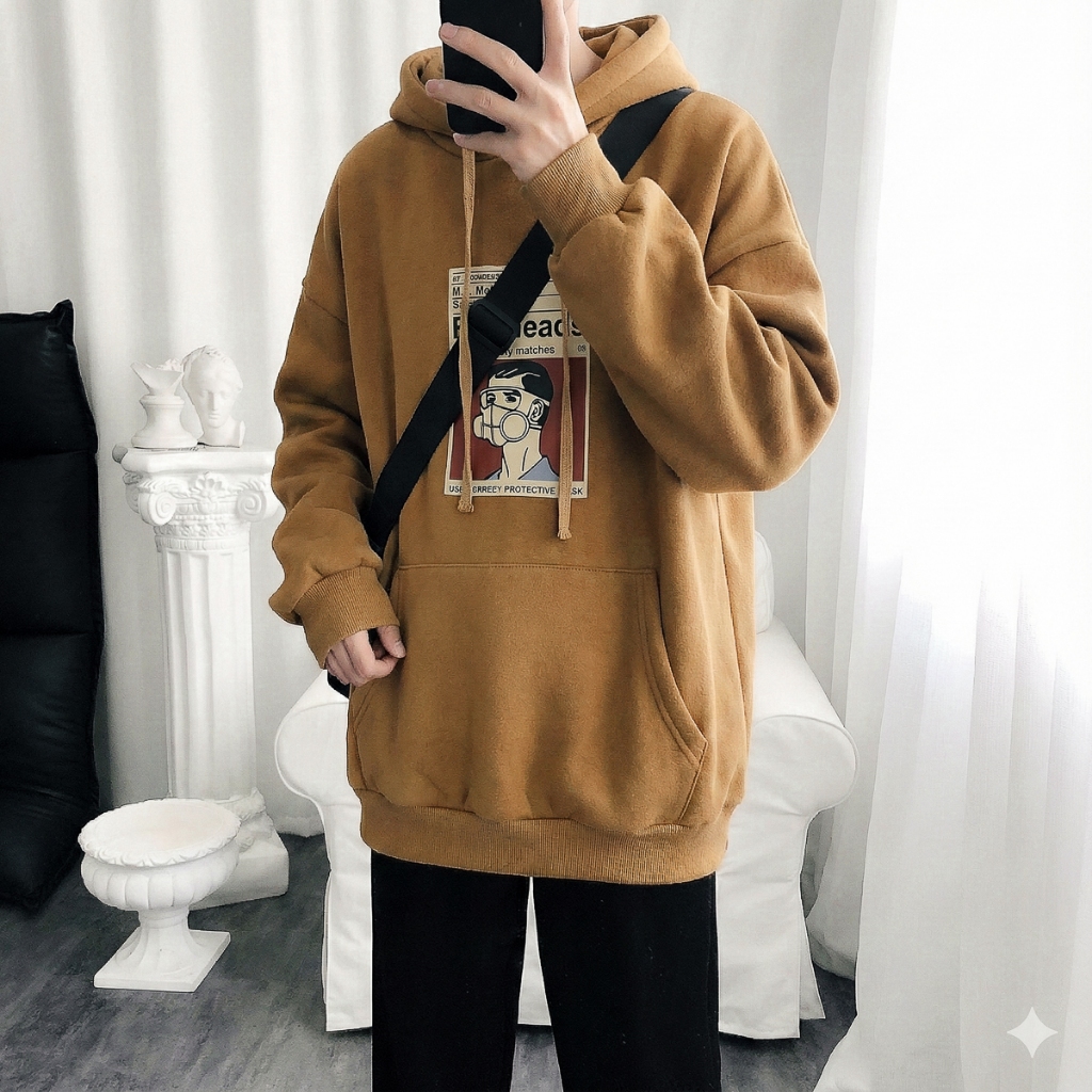 [🔥Flash Sale🔥]  Áo Hoodie Họa Tiết Chần Bông Ấm, Dáng Unisex Nam Nữ, Hàng Quảng Châu Đẹp - AH13