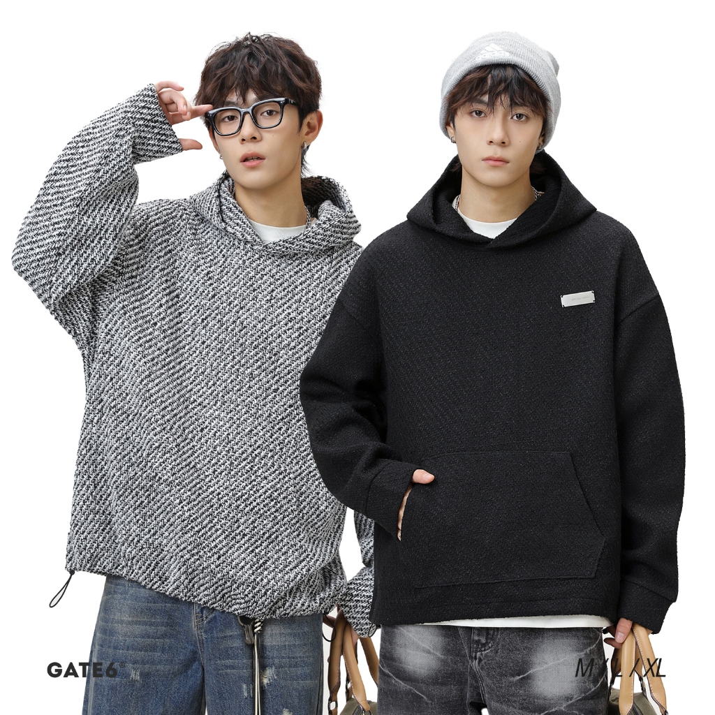 Áo hoodie HL tweed, áo nỉ có mũ oversize Unisex 3956 - GATE6 - 5525