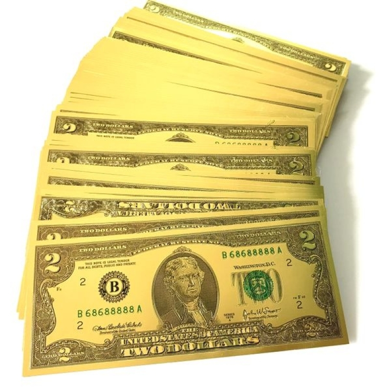 Tờ tiền đô la thiếc, đô la mạ vàng dùng để làm tháp tiền tài lộc, trang trí tháp thờ thần tài