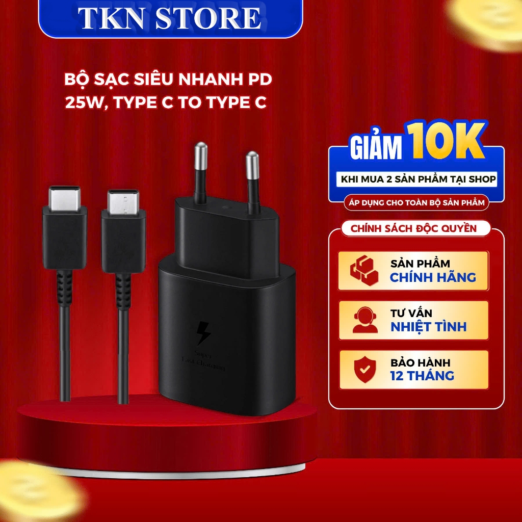 Bộ Sạc Siêu Nhanh 25w Type C To Type C Loại tốt, Bảo Hành 12 tháng TKN