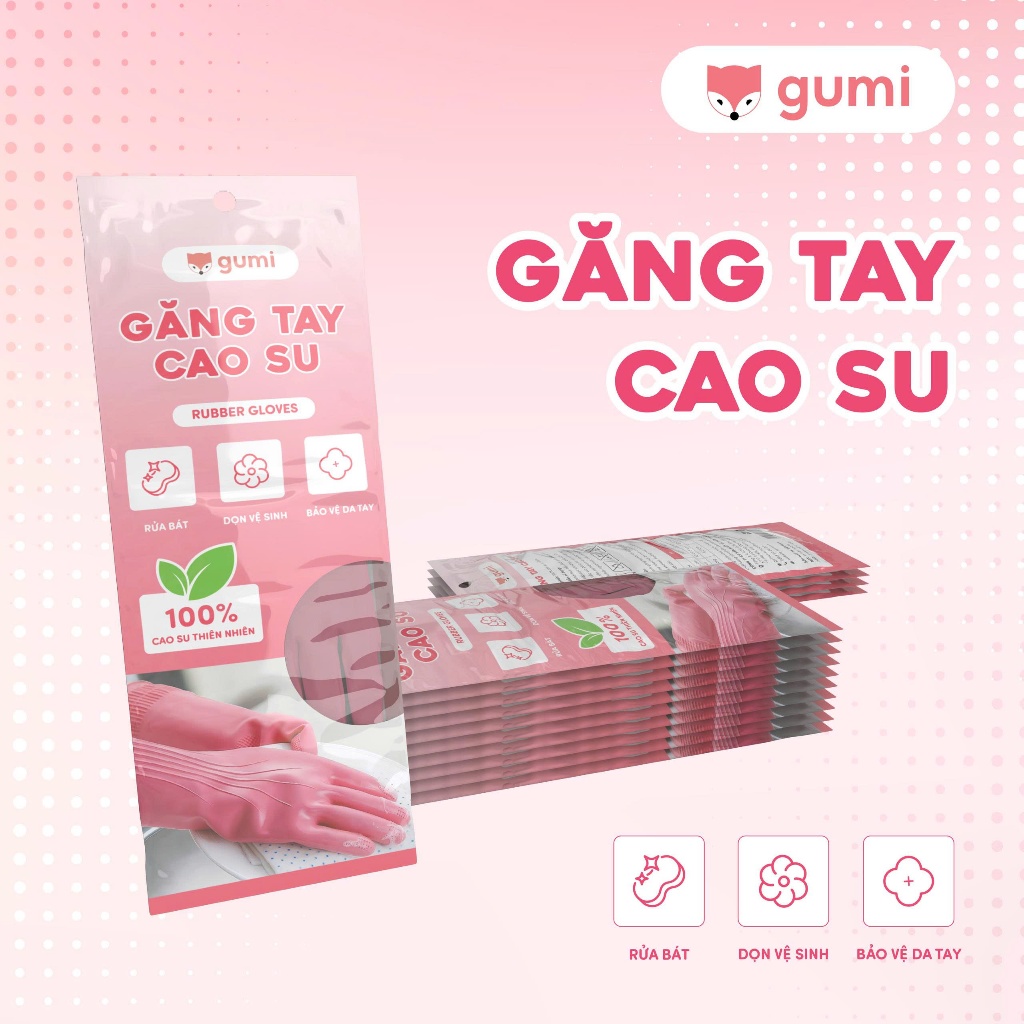 Găng Tay Rửa Chén GUMI Cao Su Thiên Nhiên, Chống Trơn Trượt, Bảo Vệ Da Tay