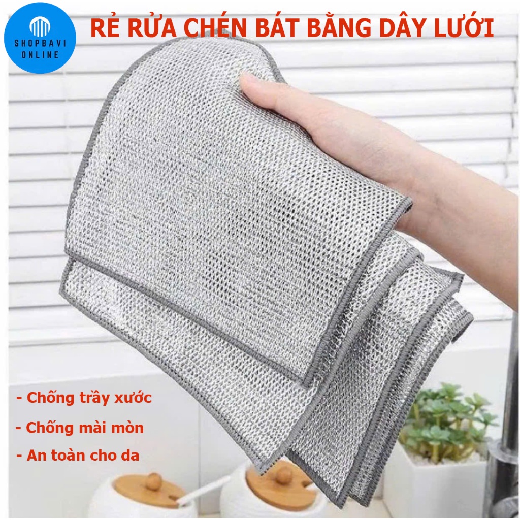 Rẻ rửa chén bát bằng dây lưới kim loại đa năng chống mài mòn trầy xước vệ sinh sạch sẽ,khăn rửa chén đĩa,miếng rửa chén