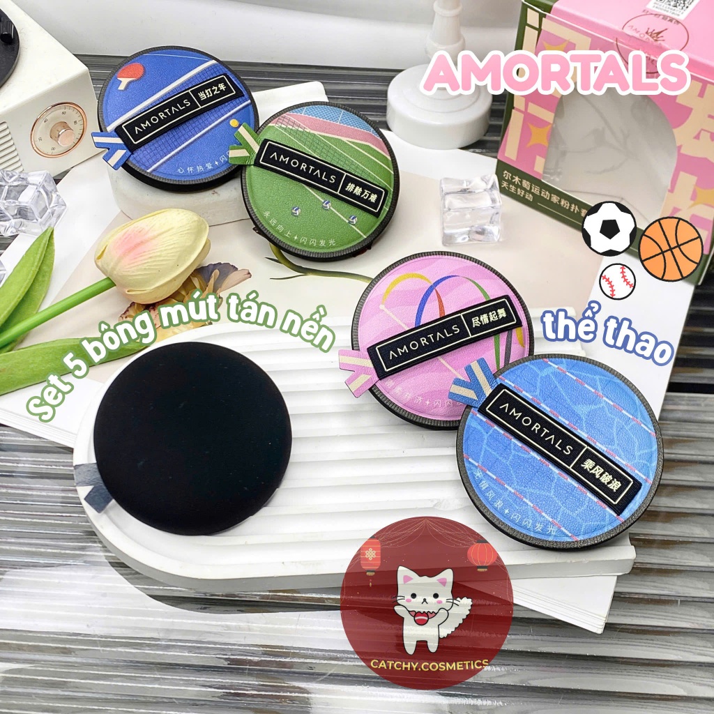 [AMORTALS] Bông Mút AMORTALS Trang Điểm Tán Kem Nền Họa Tiết Thể Thao