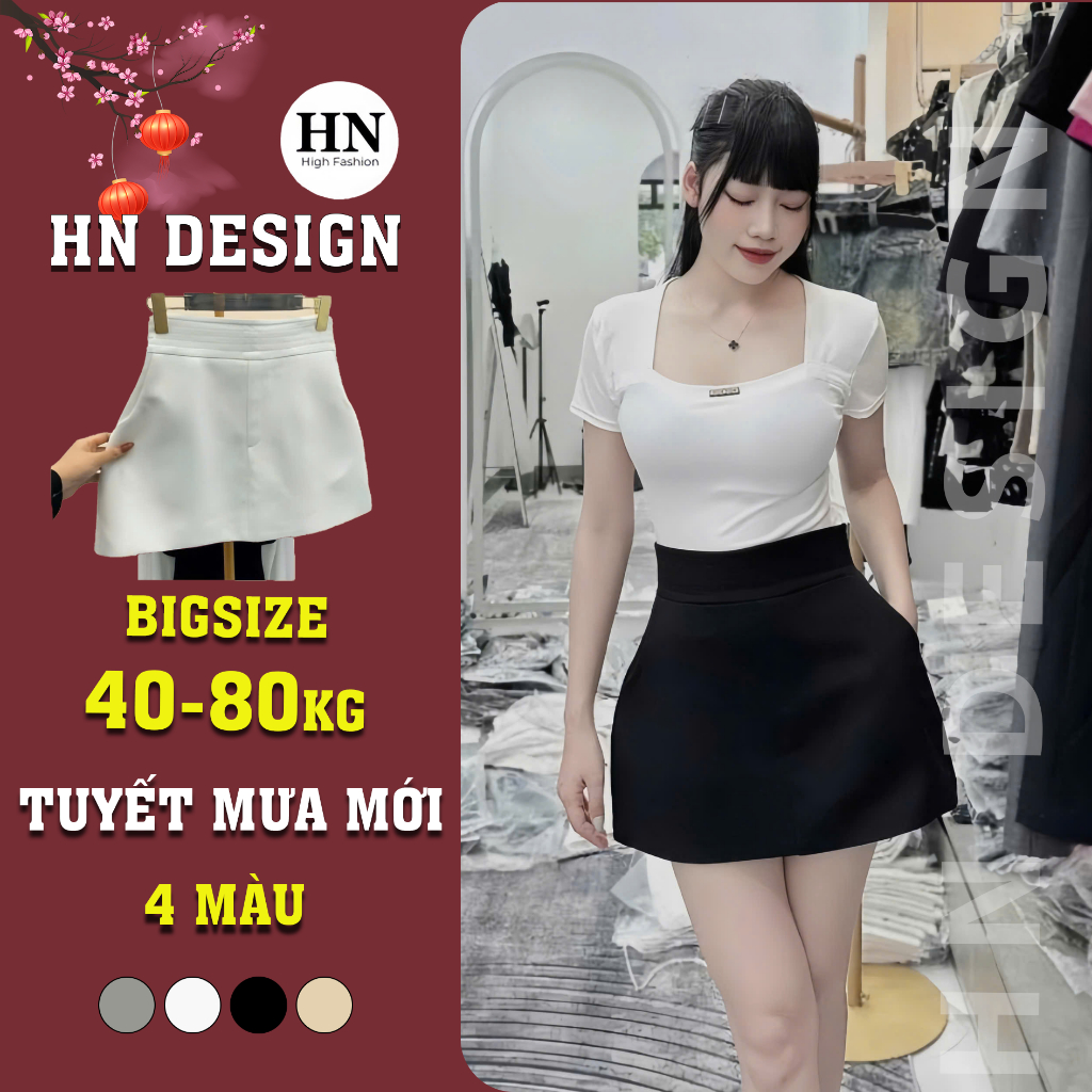 Chân váy chữ A 3 LỚP bồng nhẹ cạp cao che mỡ bụng nữ có quần bảo hộ có túi women HN DESIGN mã 188