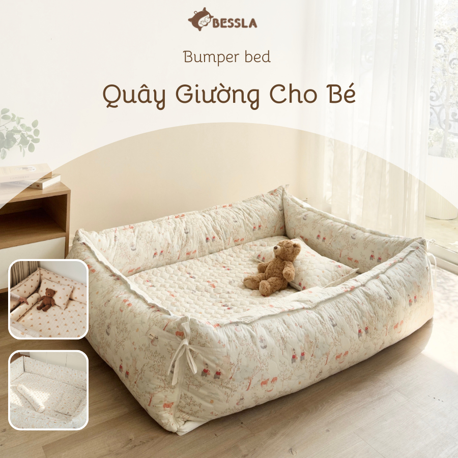 Nệm quây Bumper Bed cho bé ngủ chơi an toàn chống ngã – Besslakids