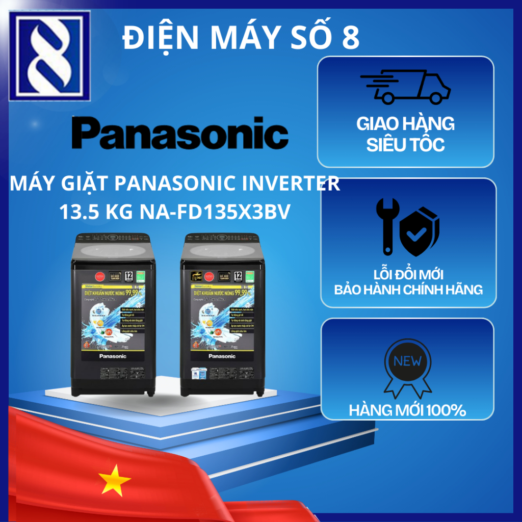 Điện Máy Số 8 | NA-FD135X3BV | Máy giặt Panasonic Inverter 13.5 kg NA-FD135X3BV - Chính Hãng