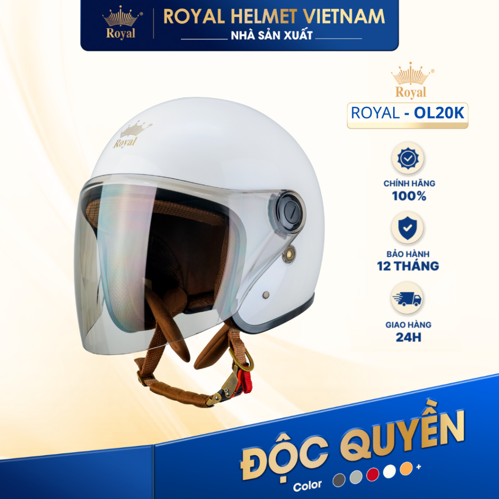 [NHÀ SẢN XUẤT] Mũ Bảo Hiểm 3/4 Royal OL20K Có Kính Chính Hãng Cho Nam Nữ Bán Chạy, Mũ Bảo Hiểm Thời 