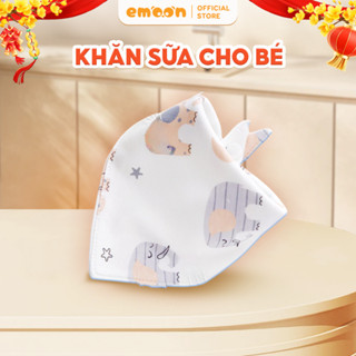 Khăn yếm xô tam giác cho bé EMOON vải xô dày siêu mềm, thấm hút tốt,an toàn cho da bé
