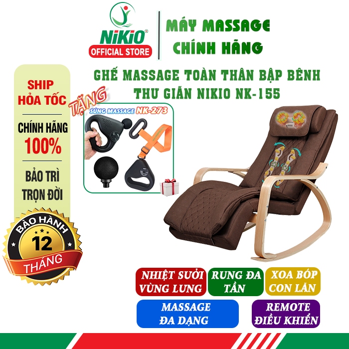 Ghế massage toàn thân bập bênh thư giãn, chất liệu cao cấp, thiết kế sang trọng Nikio NK-155