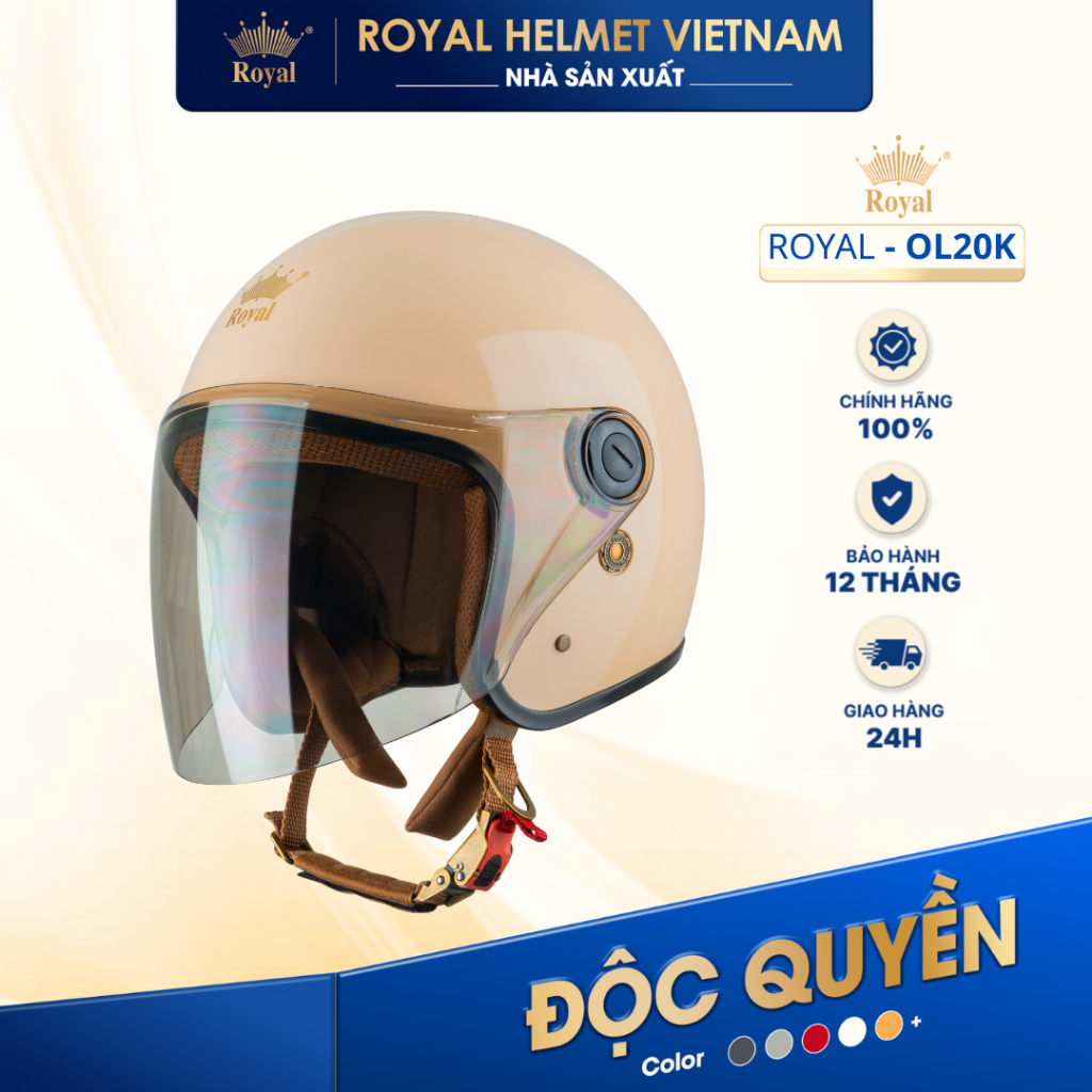[NHÀ SẢN XUẤT] [SỮA BÓNG] Mũ Bảo Hiểm 3/4 Royal OL20K Có Kính Chính Hãng Cho Nam Nữ Bán Chạy, Mũ Bảo