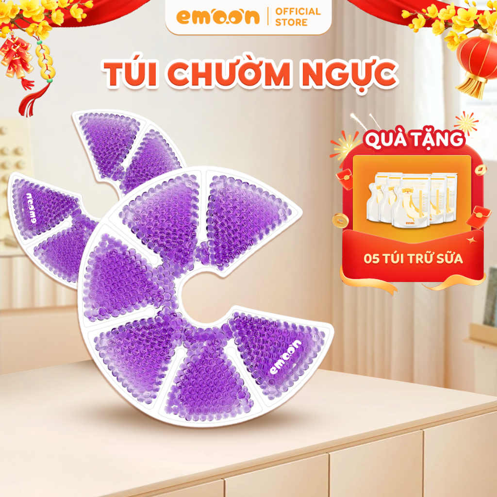 Túi Chườm Ngực Thông Tia Sữa Emoon Chườm Nóng Lạnh Giúp Mẹ Kích Sữa, Giảm Đau (1 hộp 2 chiếc)