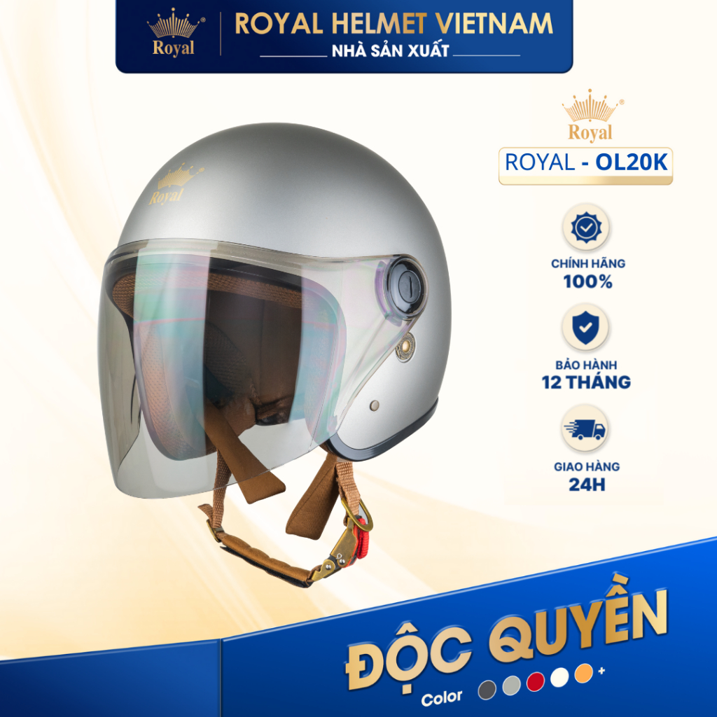[NHÀ SẢN XUẤT] [CHUỘT MỜ] Mũ Bảo Hiểm 3/4 Royal OL20K Có Kính Chính Hãng Cho Nam Nữ Bán Chạy, Mũ Bảo