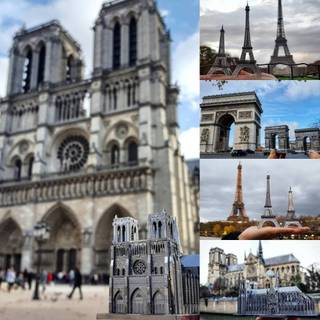 Mô hình 3D kim loại lắp ráp Kiến trúc nổi tiếng tháp Eiffel, nhà thờ Đức bà Paris, Cầu tháp Luân Đôn [Chưa lắp]