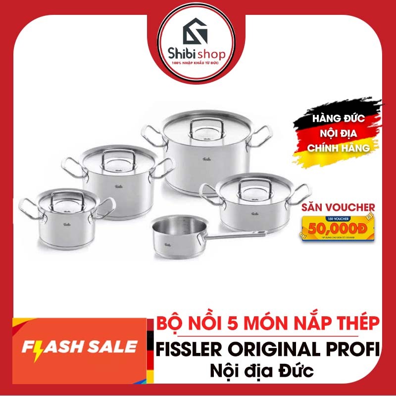 Bộ nồi Fissler Original 5 món nắp thép kèm quánh- Made in Germany, bộ nồi cao cấp nhất Đức