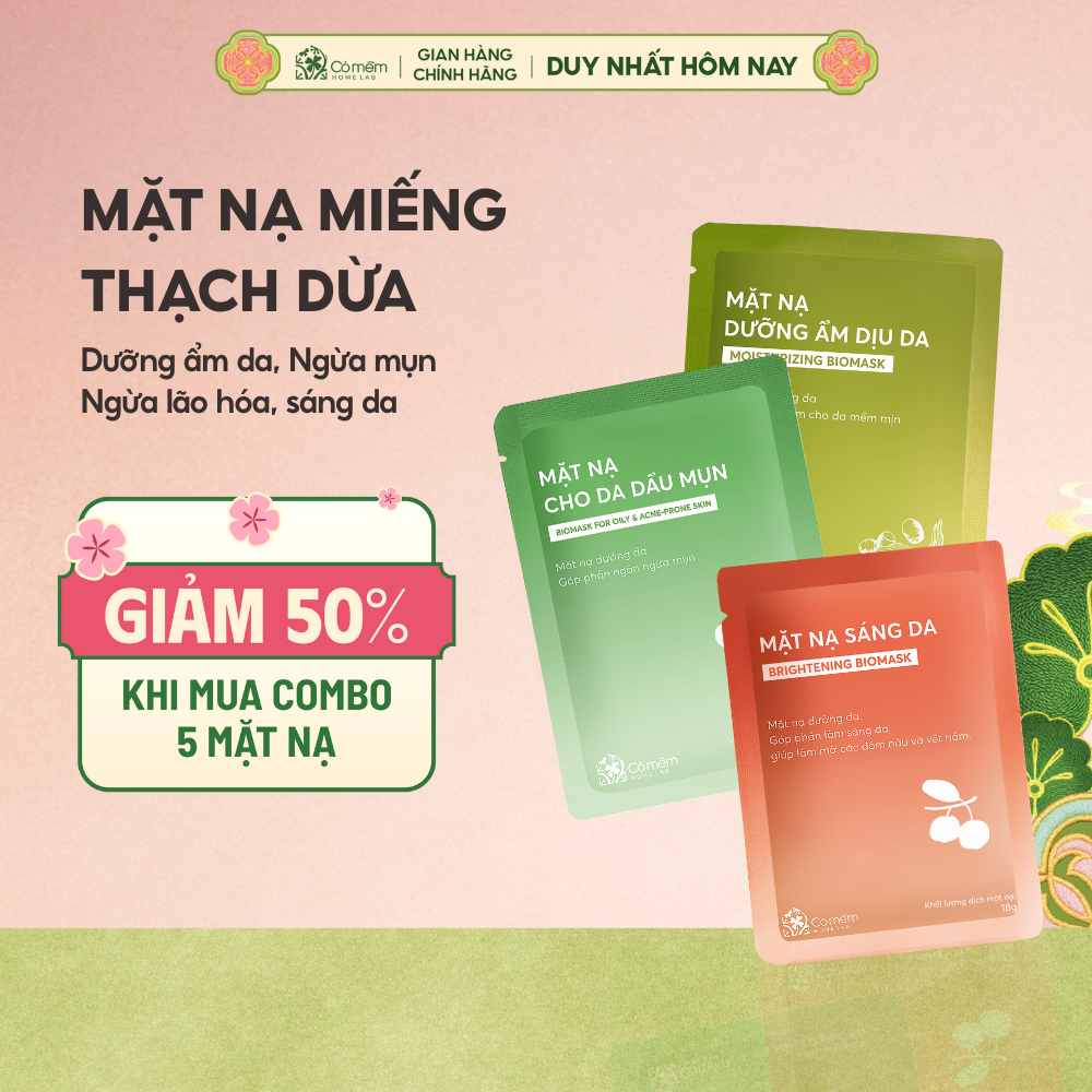 Mặt nạ dưỡng da cấp ẩm dưỡng sáng mờ thâm nám ngừa nếp nhăn Cỏ Mềm 18g