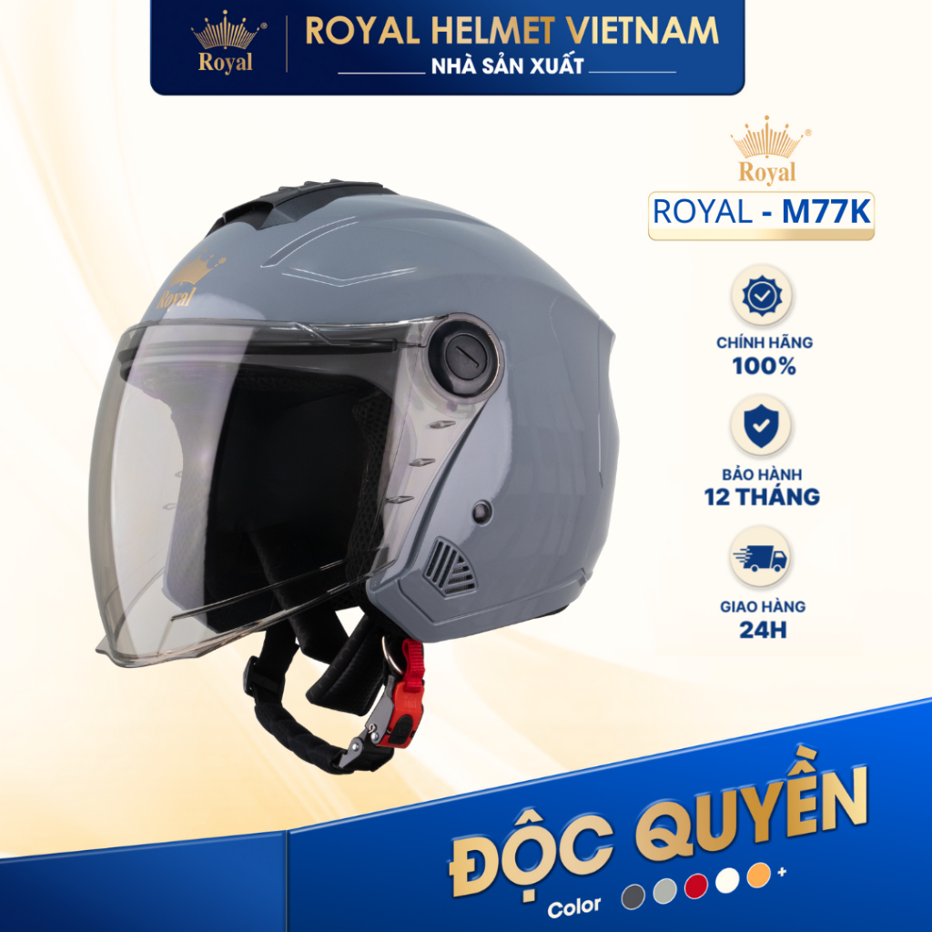 [NHÀ SẢN XUẤT] Mũ Bảo Hiểm 3/4 Có Kính Royal M777K Chính Hãng, Nón Bảo Hiểm Cho Nam Nữ Đi Xe Máy