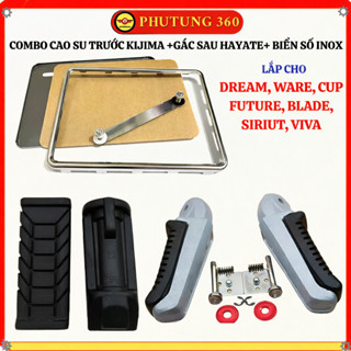 Combo Ốp Biển Số Inox Cao Su Kijima Và Gác Chân Sau Hayate Cho Xe Dream Wave Future Sirius Phụ Kiện Xe Máy Cao Cấp