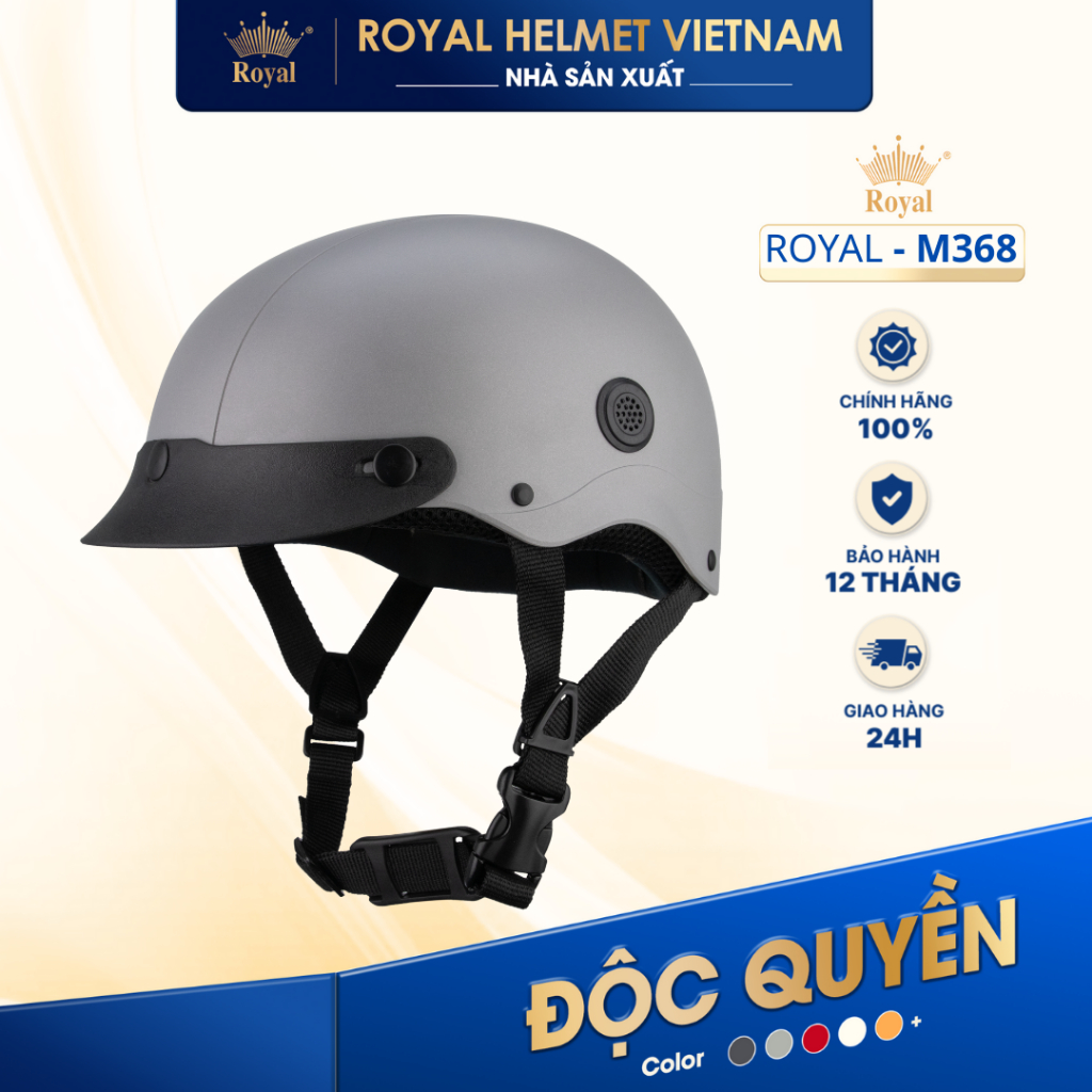 [NHÀ SẢN XUẤT] Mũ Bảo Hiểm Lưỡi Trai Royal M368, Nón 1/2 Thời Trang Cho Nam Và Nữ Royal Chính Hãng