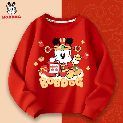 Áo tết 2026 bé trai BOBDOG, áo tết cho bé trai chất da cá cotton ấm áp in hình mickey cute cho bé