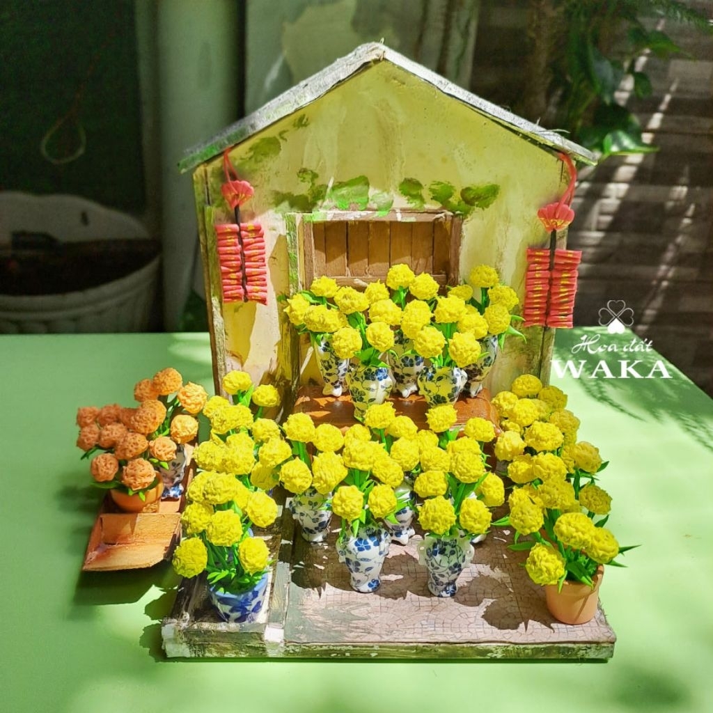 Set Tết-Mô Hình Chậu Cúc Vạn Thọ 1/12