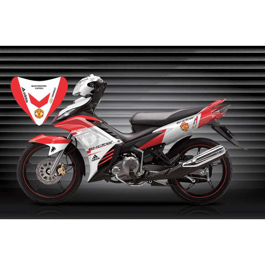 Tem trùm xe ex135 Đỏ trắng Đen Manchester   - Độ tem xe máy ex135 thiết kế theo yêu cầu -tem trùm xe