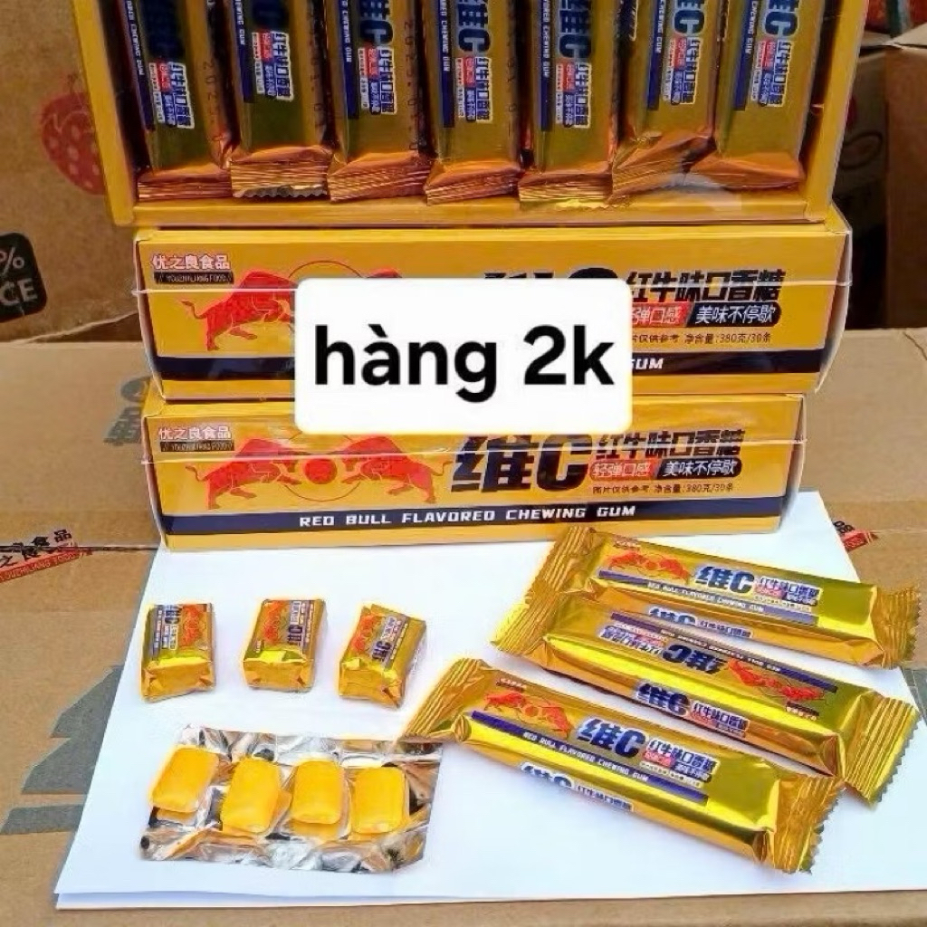 Hộp 30 gói kẹo cao su vị Bò Húc-gói 4 viên, kẹo cao su vị bò húc siêu Hot