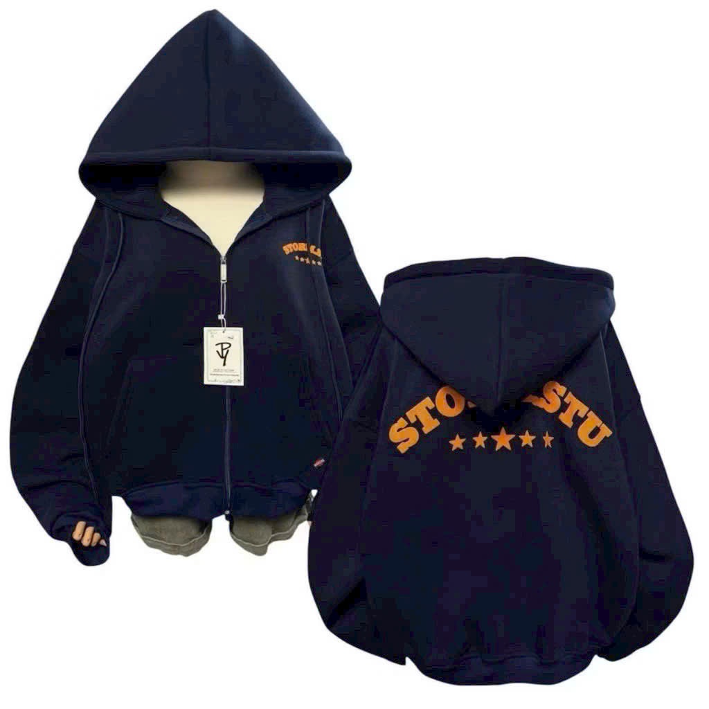 Áo Khoác Hoodie Zip Form Boxy STORM.STU - Chất Nỉ Bông Dày Dặn form rộng khoác ngoài nam nữ