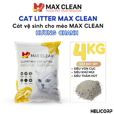Cát Mèo, Cát Vệ Sinh Cho Mèo Hương Chanh 4KG Max Clean - HeLiCorp