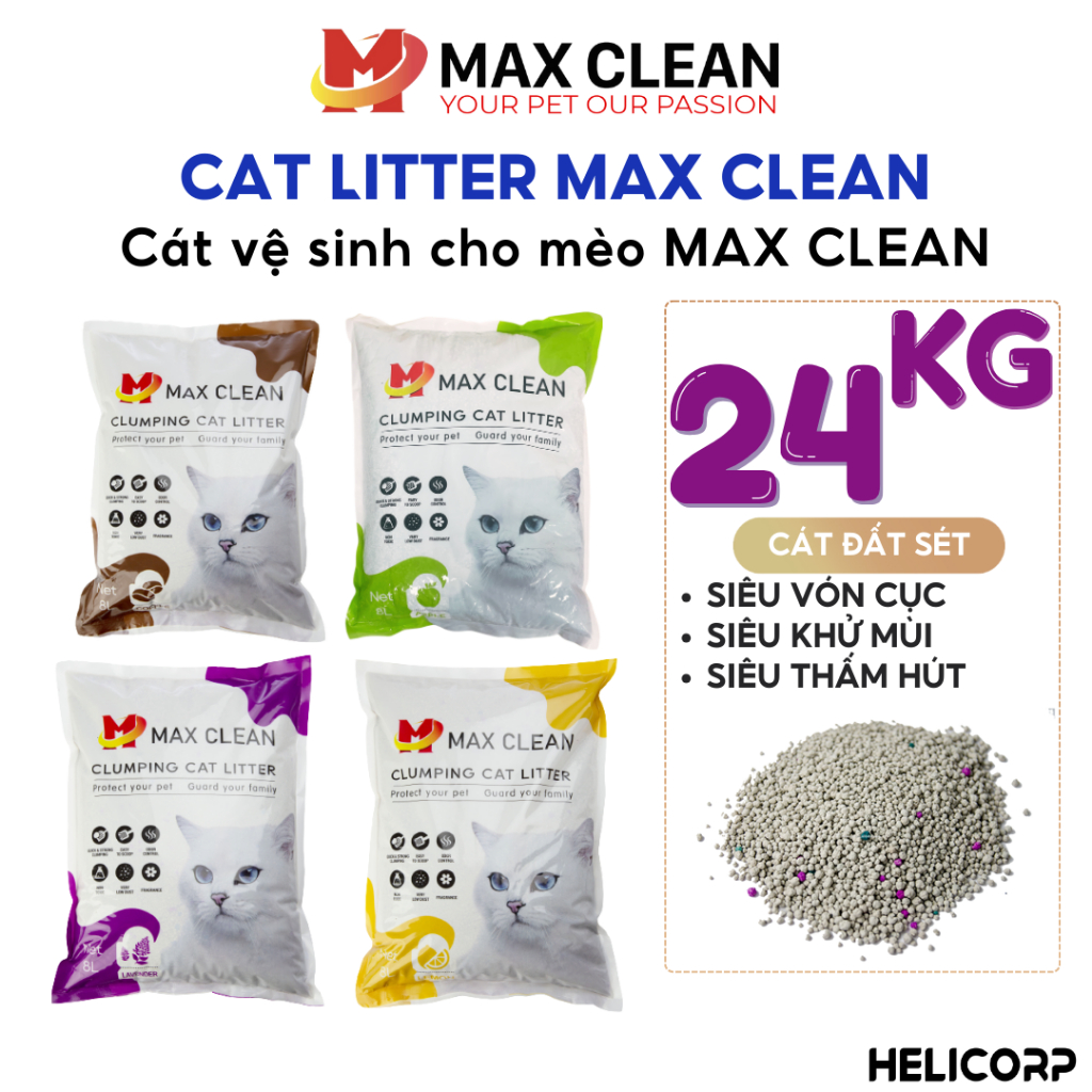 [1 TẢI = 24KG] Cát Mèo Max Clean, Cát Vệ Sinh Cho Mèo