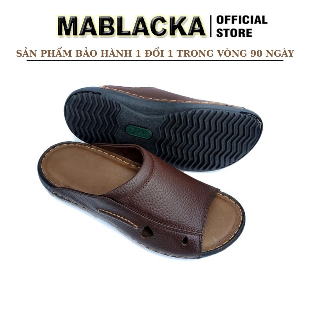 Dép da nam quai ngang trung niên da bò thậT - D98