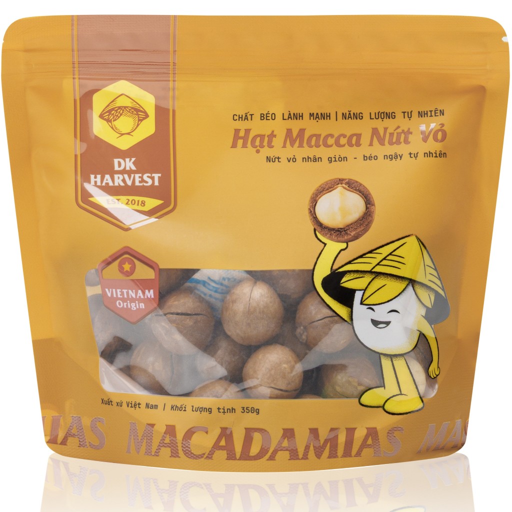 Hạt Macca Nứt Vỏ DK Harvest Túi 350g Size Đại 28-30mm | Hạt Dinh Dưỡng Cho Mẹ Bầu, Ăn Kiêng Giảm Cân