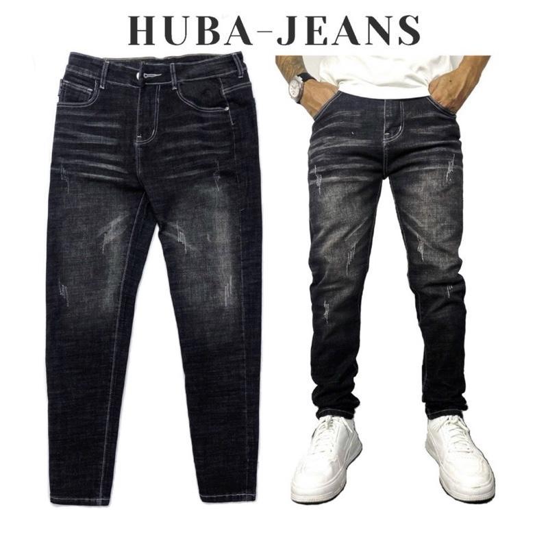 Quần jeans nam HUBA-JEANS(có BIGSIZE ) đen wash Menswear Pants Có Túi Denim quầntàntật quần biker