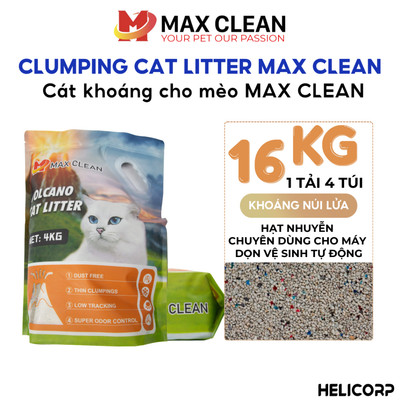 [1 Tải = 16KG] Cát Mèo Max Clean, Cát Khoáng Vệ Sinh Cho Mèo Cao Cấp Siêu Khử Mùi, Siêu Ít Bụi, Siêu Vón