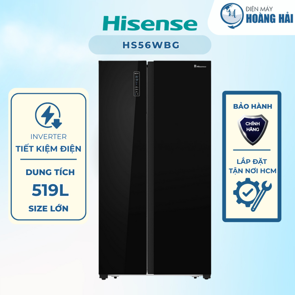 HS56WBG | Tủ lạnh Hisense Inverter 519 lít Side By Side HS56WBG - Hàng chính hãng
