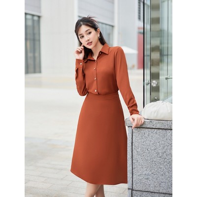 Set công sở nữ CARDINA tách set vải trượt hàn áo sơ mi dài tay và váy dáng dài chữ A  3CVA05, 3ASD02