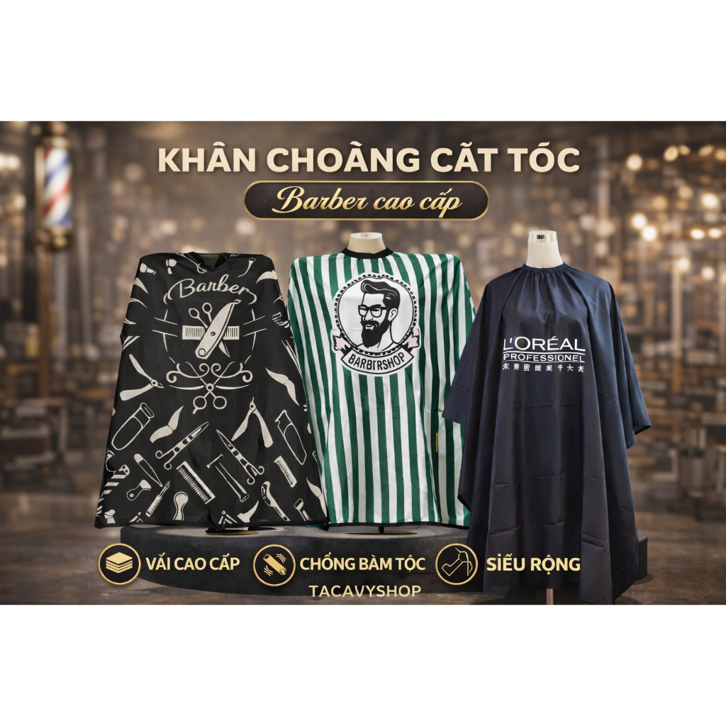 áo choàng cắt tóc LOREAL, khăn choàn cắt tóc cho nam nữ DC07