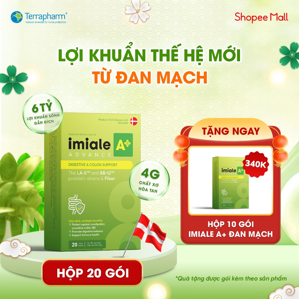 [Có quà tặng] Men vi sinh IMIALE A+ - Chuyên biệt cho viêm đại tràng, hội chứng ruột kích thích - Hộ