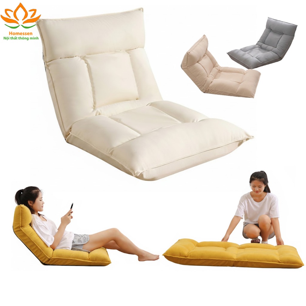 Ghế bệt tựa lưng Tatami,Ghế tựa lưng ngồi bệt nhật bản, ghế ngồi bệt lười 5 chế độ gập thông minh