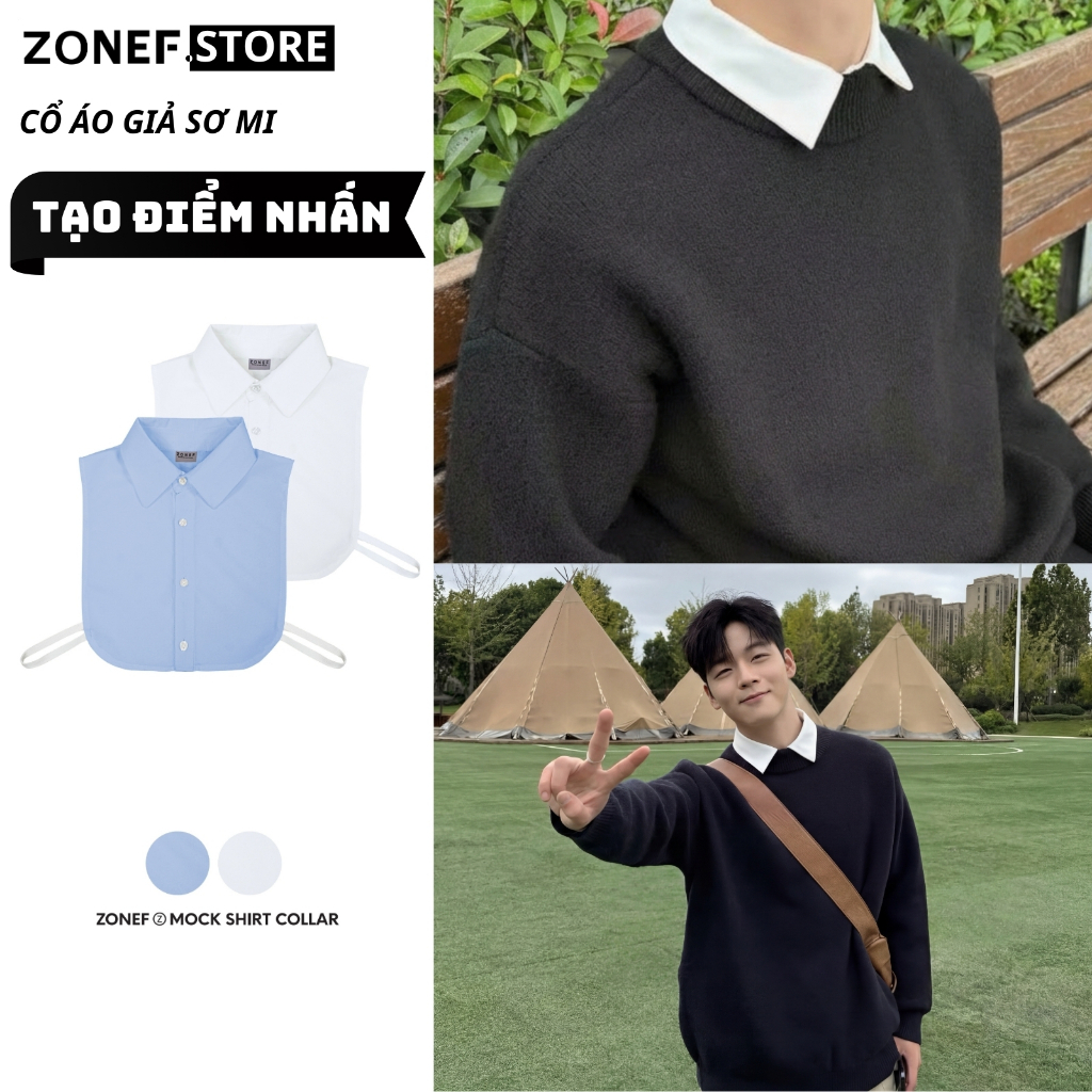 Cổ Áo Rời Sơ Mi ZONEF STORE , Cổ Áo Sơ Mi Đức Phối Với Áo Len Và Áo Sweater Tạo Điểm Nhấn Cho Outfit