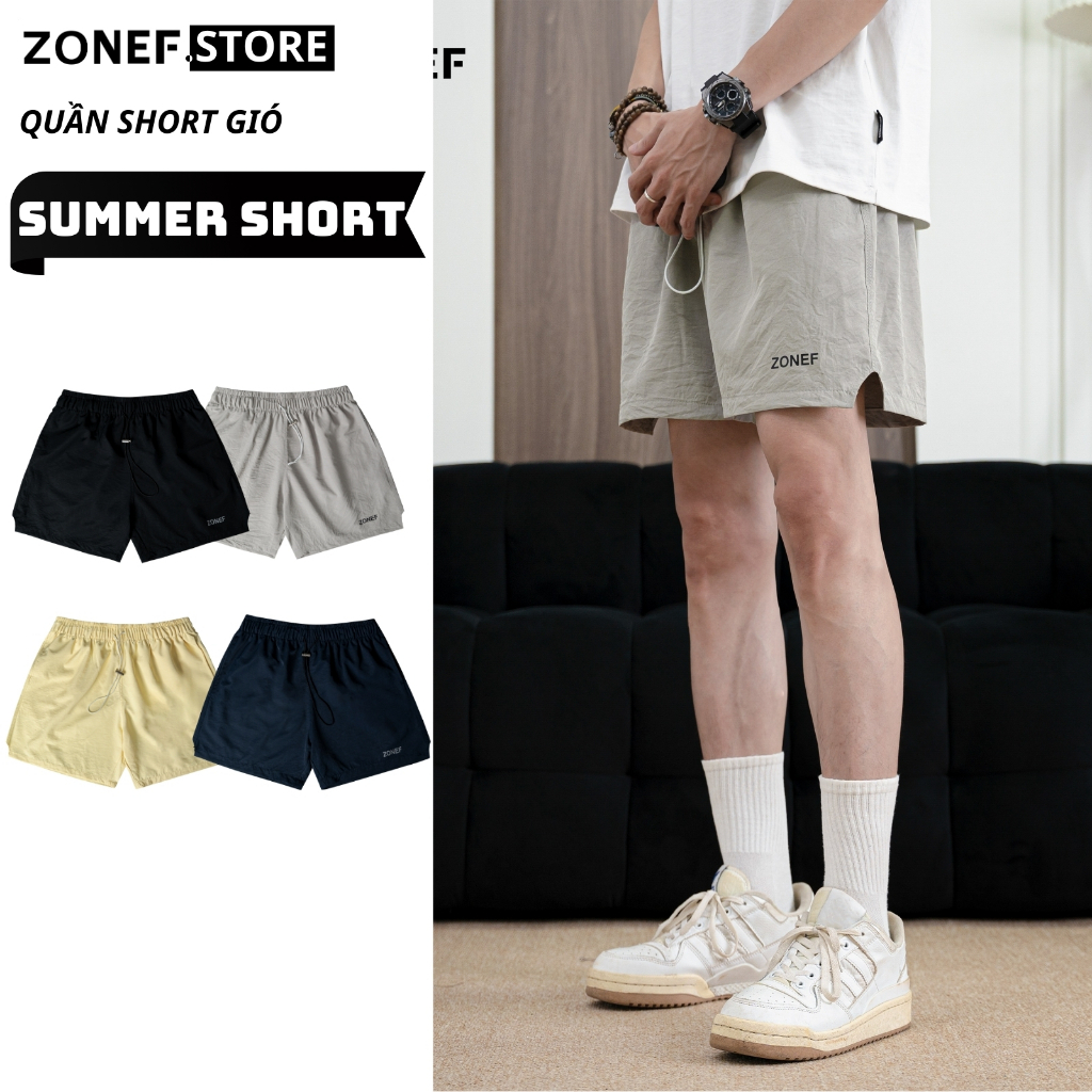 Quần Short Gió Nam Cạp Chun ZONEF STORE Chất Liệu Cotton Mềm Thoáng Mát, Quần Đùi Cạp Chun From Trên
