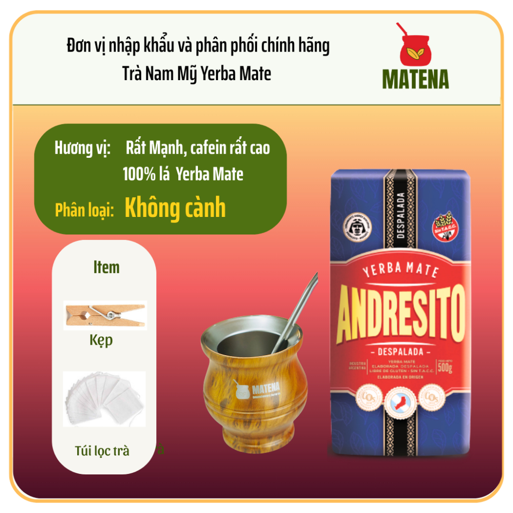 Matena - Trà Nam Mỹ Yerba Mate tỉnh mạnh nhất, Andresito Despalada (Không cành)