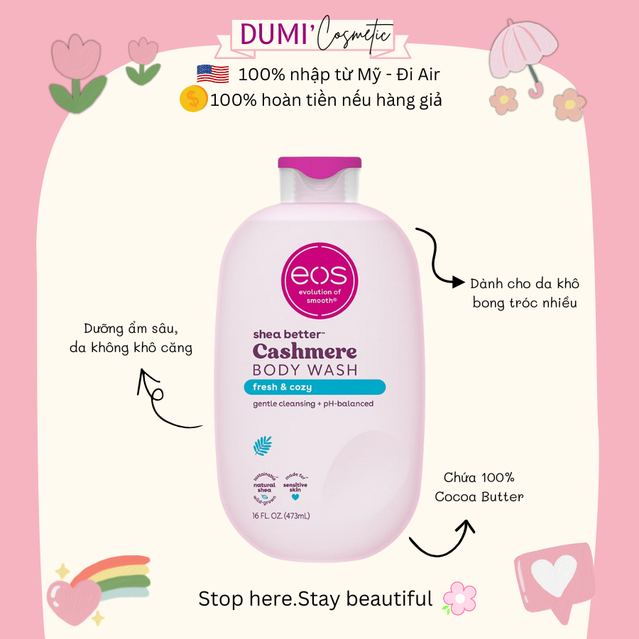 [Bill US] Sữa tắm Dưỡng ẩm và nuôi dưỡng EOS Body Wash FRESH & COZY 473ml