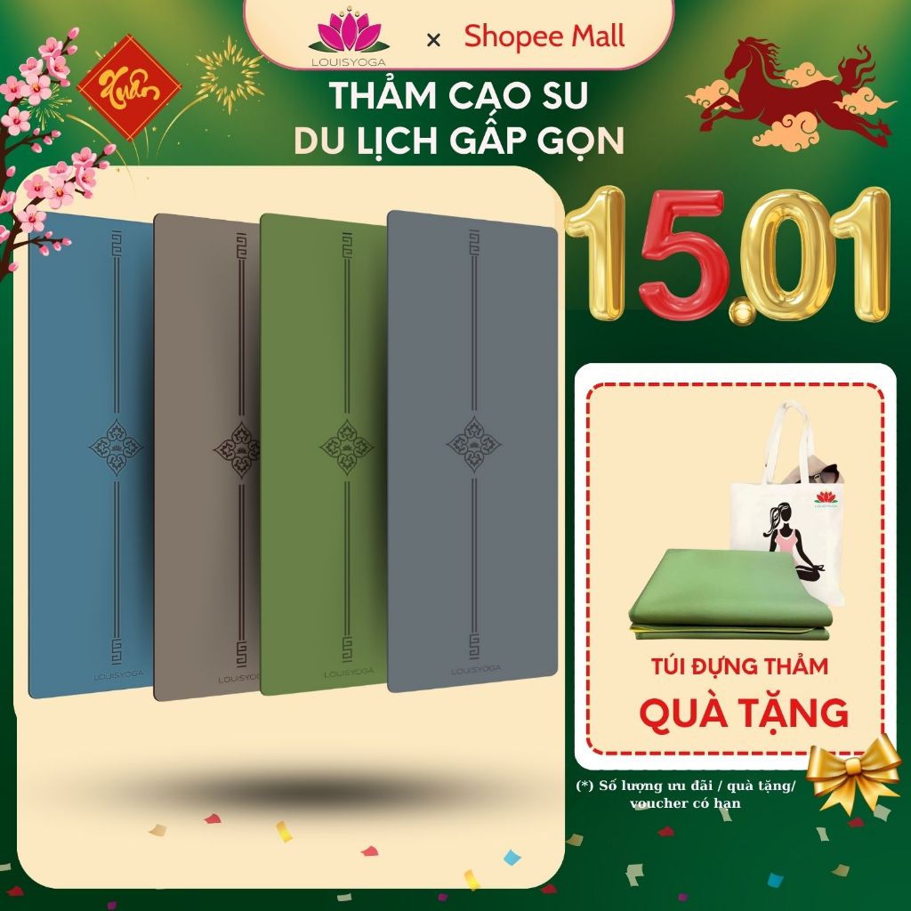 Khăn trải thảm yoga cao cấp chất liệu cao su Thảm tập yoga Louis Yoga, thảm cao su chống trơn trượt 