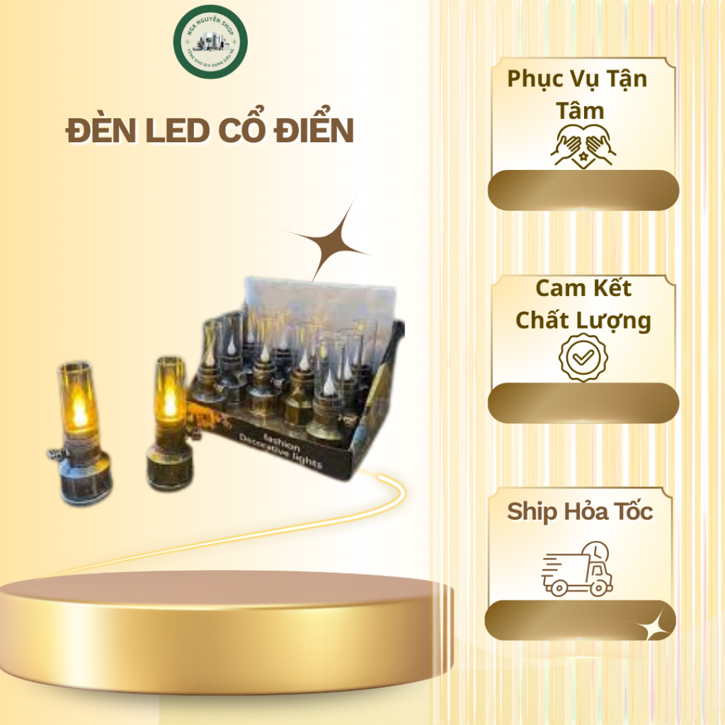 Đèn Thờ LED Pin GEARSHOP – Ánh Sáng Ấm, Bền Đẹp, Dáng Cổ