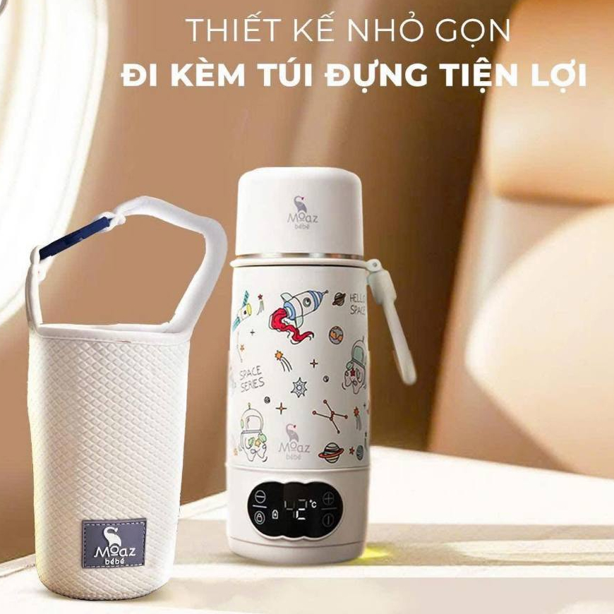 Bình đun nước pha sữa Moaz Bebe MB058 cho bé 300ml, ấm giữ nhiệt mini di động
