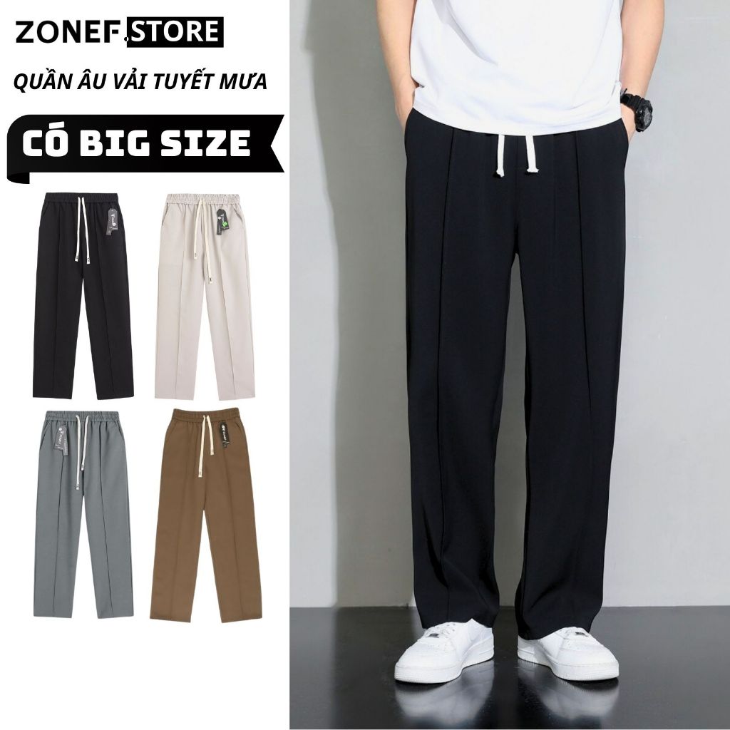 Quần Dài Âu Ống Rộng Cạp Chun Nam Vải Tuyết Mưa ZONEF STORE Quần Ống Suông Phong Cách Hàn Quốc