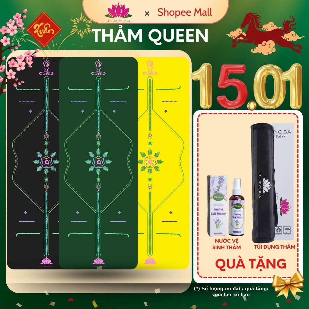 Thảm tập yoga Louis Yoga cao su cao cấp QUEEN NỮ HOÀNG phiên bản 2023 - Chất liệu cao su chống trơn 