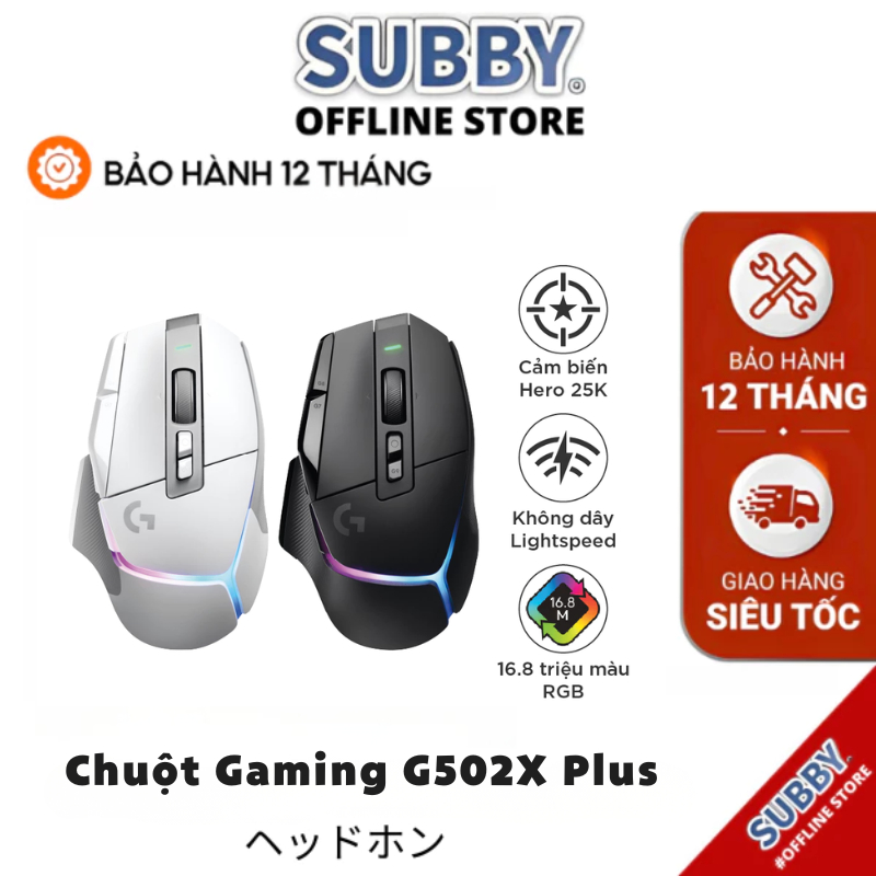 Logitech G502 X PLUS LIGHTSPEED Wireless RGB Gaming Mouse - LIGHTFORCE hybrid switches, HERO 25K Sen