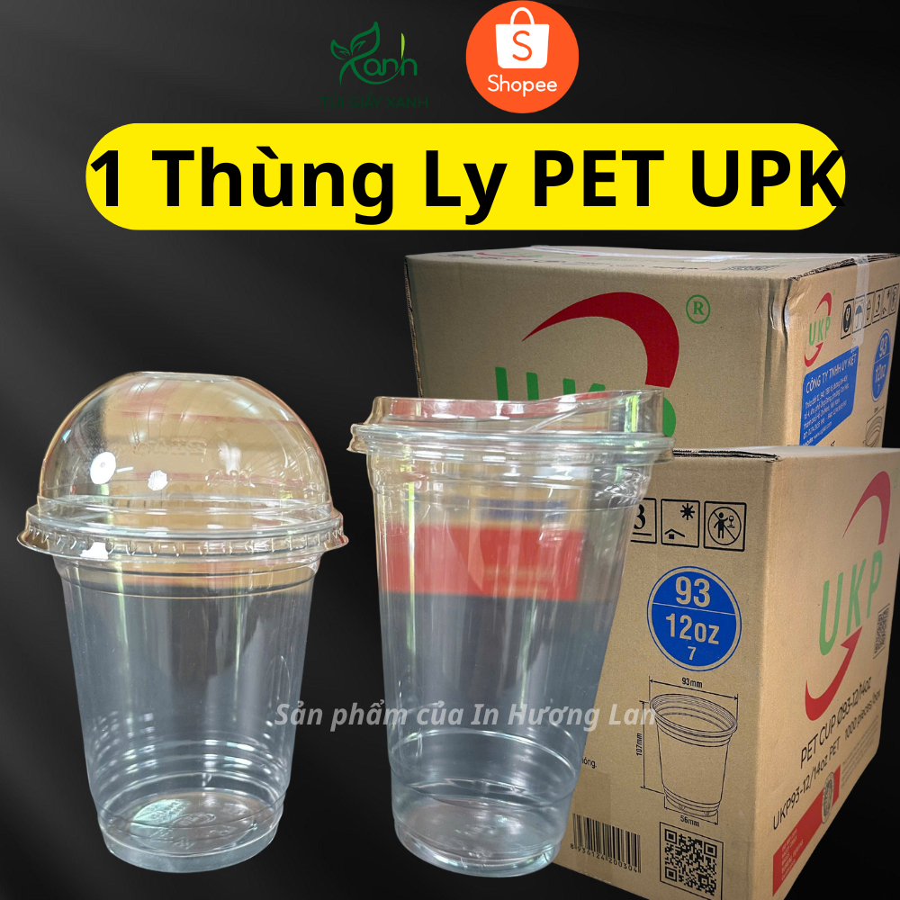 Thùng 1000 Ly Nhựa PET Đáy Bằng Trong Suốt Ly Trà Sữa Đáy Bầu Trong Suốt Dùng 1 Lần, Cốc Nhựa Mang Đ