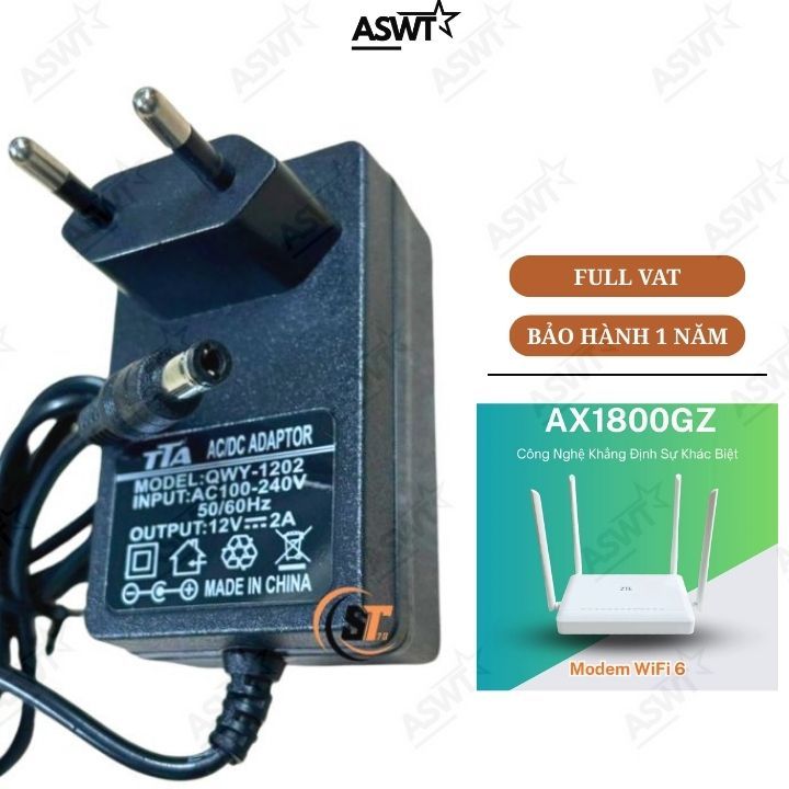 Sạc nguồn bộ phát wifi 4 râu AX1800GZ 12V 2A TTA , adapter nguồn modem wifi 6 AX1800GZ - Có Vat